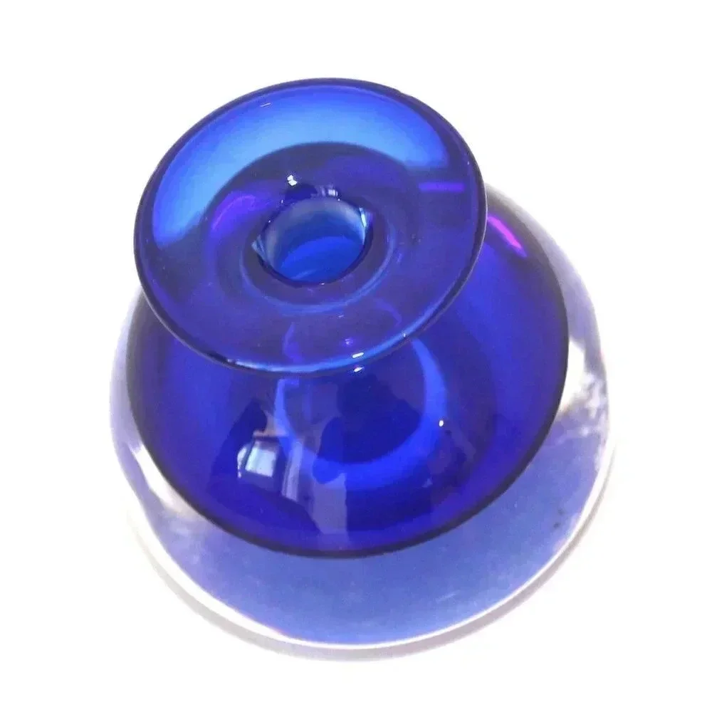 Vintage Small Mini Blue Bubble Bottom Single Flower Vase